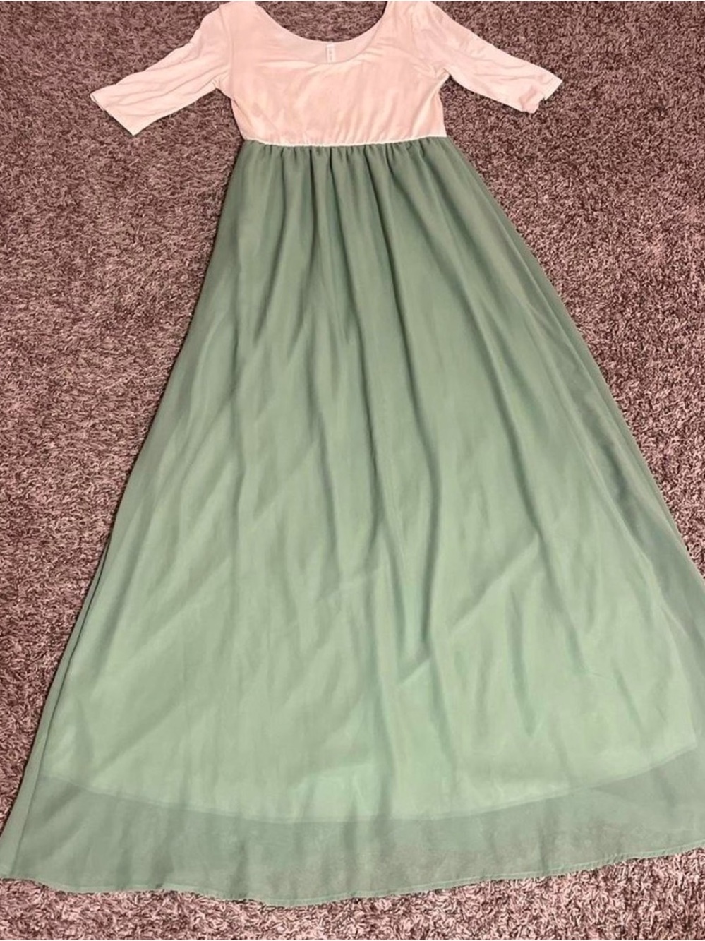 Pink Blush Style V6391K Color Block Maxi Dress Size Medium